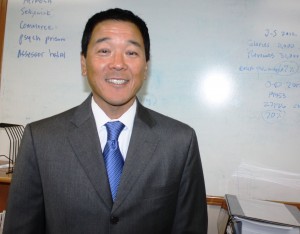 Paul Tanaka, candidate for Los Angeles County Sheriff during his visit and interview this week at Hews Media Group-Community Newspaper office in Cerritos. 