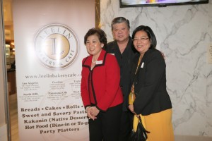 Mendrei Leelin (center) with wife Cecile(left) and Consul General Hellen Barber de la Vega during the grand opening of Leelin Bakery & Cafe in Eagle Rock.  Rico Dizon Photo