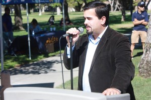 Bell Gardens Mayor Daniel Crespo seen last month at a dedication of a new recreation facility at a park.  Randy Economy Photo 