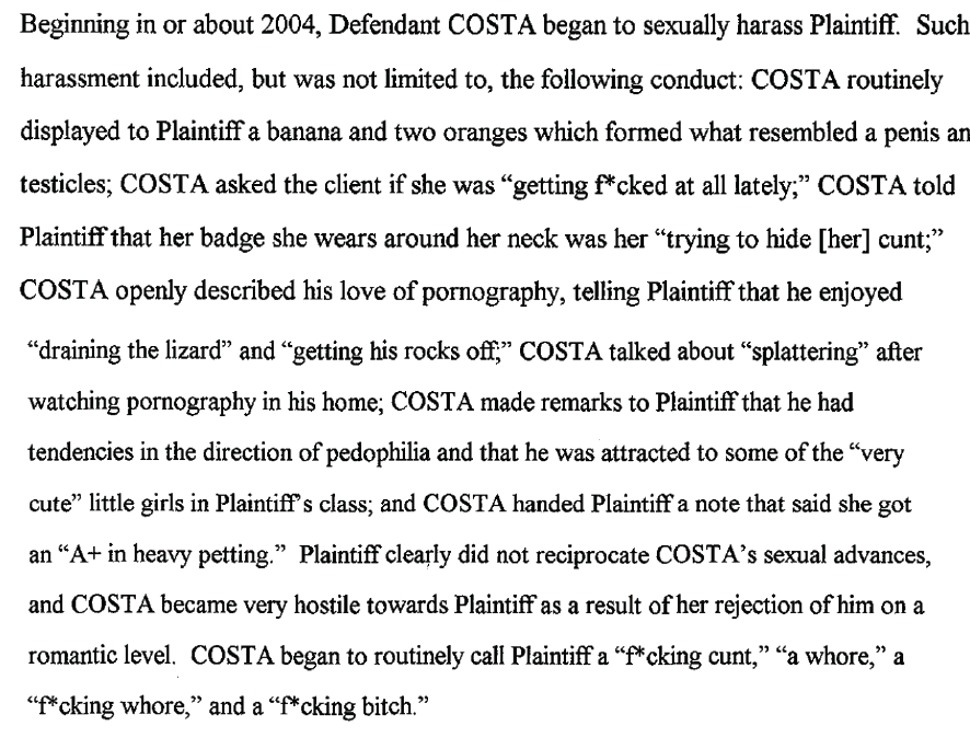 Page from the complaint filed by Kimsey, she later recanted everything. 