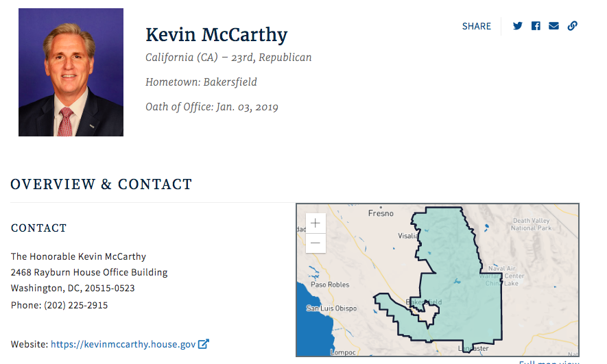 congressman kevin mc carthy contact