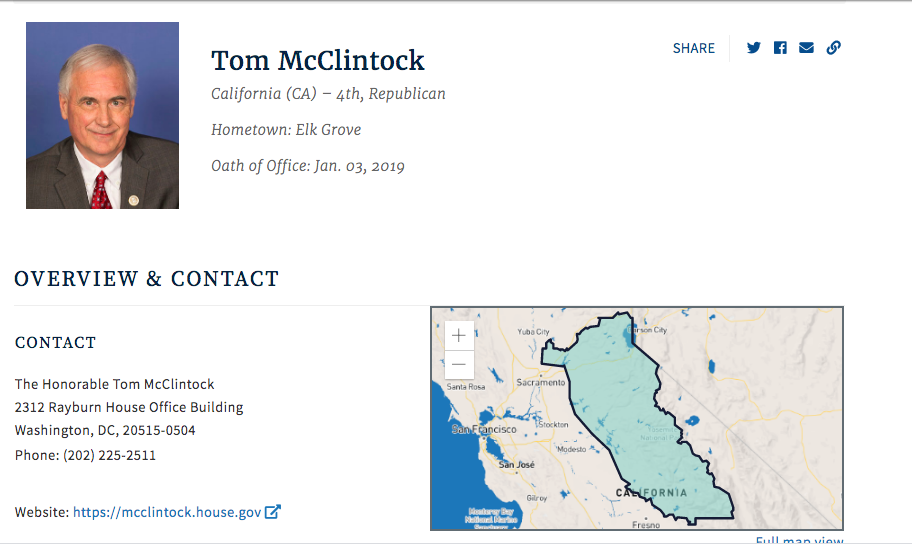 congressman tom mcclintock map information