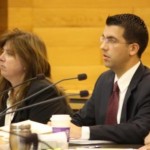 Cerritos city planning staff members Sandy Cisneros, Robert Lopez and Torrey Contreas give presentation to city council members regarding Goodwill proposed project.