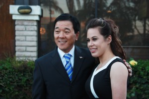 Former Undersheriff Paul Tanaka celebrates campaign night with his wife in Gardena. Daniel Beckham Photo 