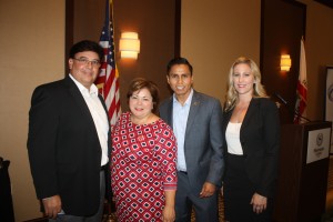 Rep. Linda Sanchez joins members of a local real estate association at the Cerritos Regional Chamber of Commerce luncheon last week. Randy Economy Photo