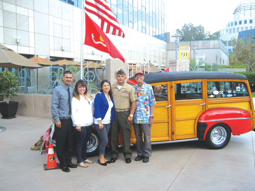 From left to right are Mathew Synatzske and wife Alicia (brother-in-law and sister), Pachicano's wife Patricia along with Sgt. Pachicano, and host Mickey Christiason.