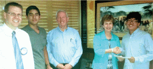 LA MIRADA SCHOLARSHIPS – Recipients of $1,000 scholarships were recognized at the Rotary Club of La Mirada meeting this week. Pictured are (l to r): Rotary President Russell Hall, Luis Mancheno, Cornel Van Dam and Cheryl Rushing representatives of the Van Dam Family Foundation, and Eric Rhee. Not pictured are: Stephanie Beresewicz, Damaris Castro and Vanessa Lechuga.