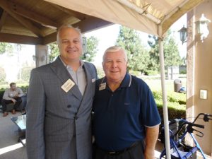 Chamber Executive Director Scott Smith and City Councilman Jim Edwards, enjoy the summer afternoon at Vintage Cerritos
