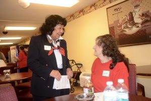 Pictured at RHF’s Abbey Apartments in Indianapolis, Indiana, are RHF Advisory Commission member Edna Ethington, at left, with resident Twyla at right. Twyla was delighted to be living at Abbey Apartments. (Photo by Raymond E. East)