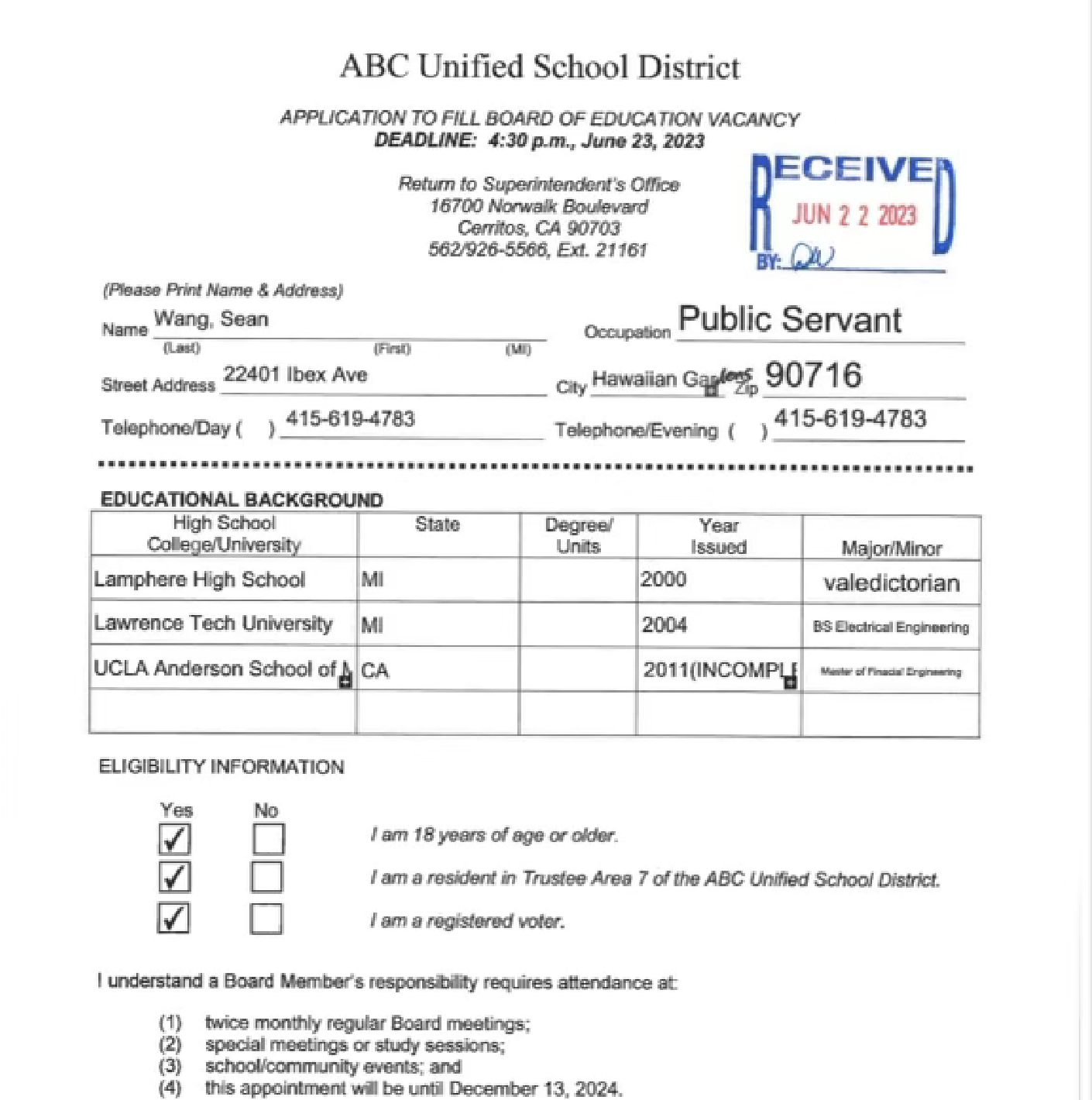 Did Cerritos Councilman Chuong Vo Appointee Lie on ABCUSD Board Vacancy Application? - Vimarsana News