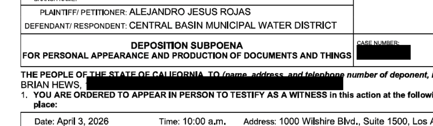 Three Months Before DOJ Subpoenaed New York Times Reporters, Central Basin Subpoenaed LCCN Publisher